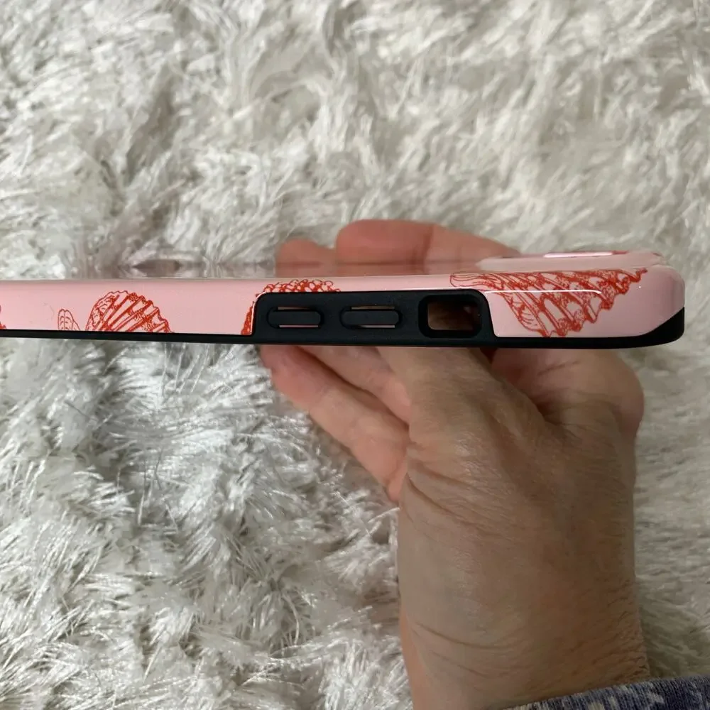 Burga Phone Case Shells Pink w Red Designs